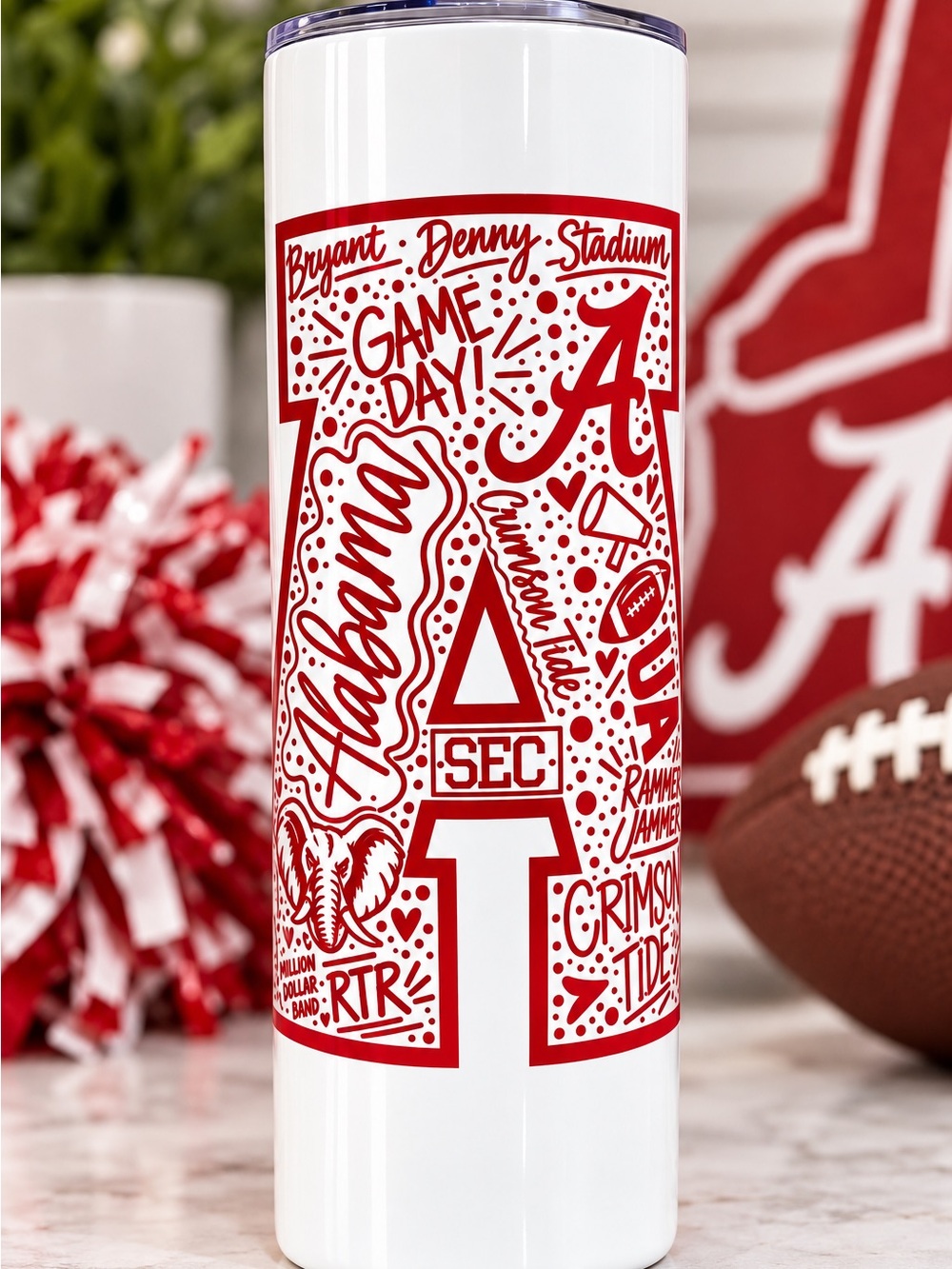 Alabama Crimson Tide White and Red Game 20 oz Tumbler